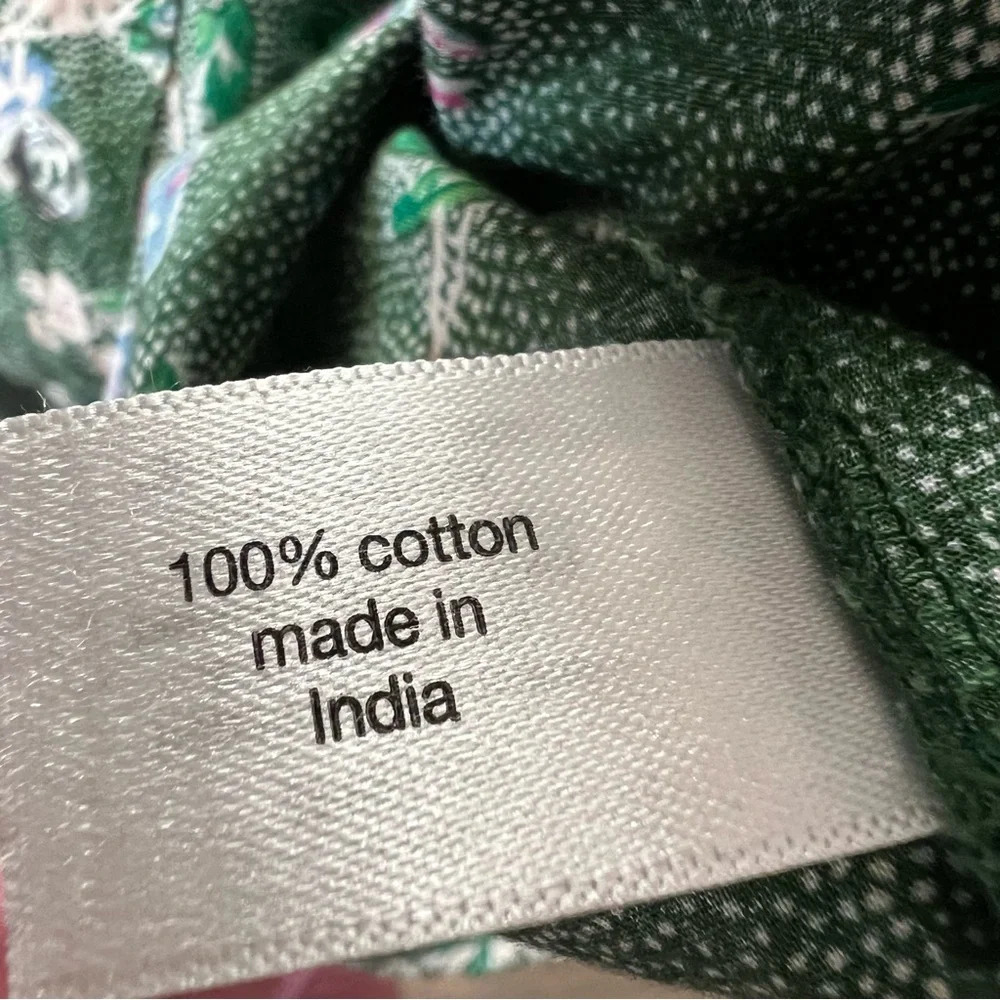 Lane Bryant Women's Plus Size 26/28 Blouse Top Short Sleeve Green Floral Cotton - Picture 12 of 15